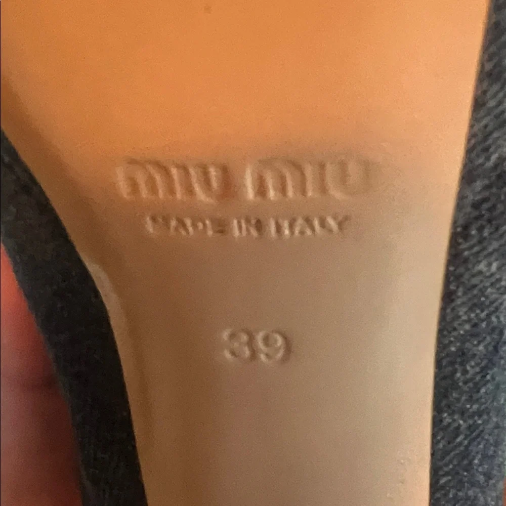 Miu Miu Dark Denim Peep Toe Heels in size EU 39 (US 8) - Picture 6 of 6
